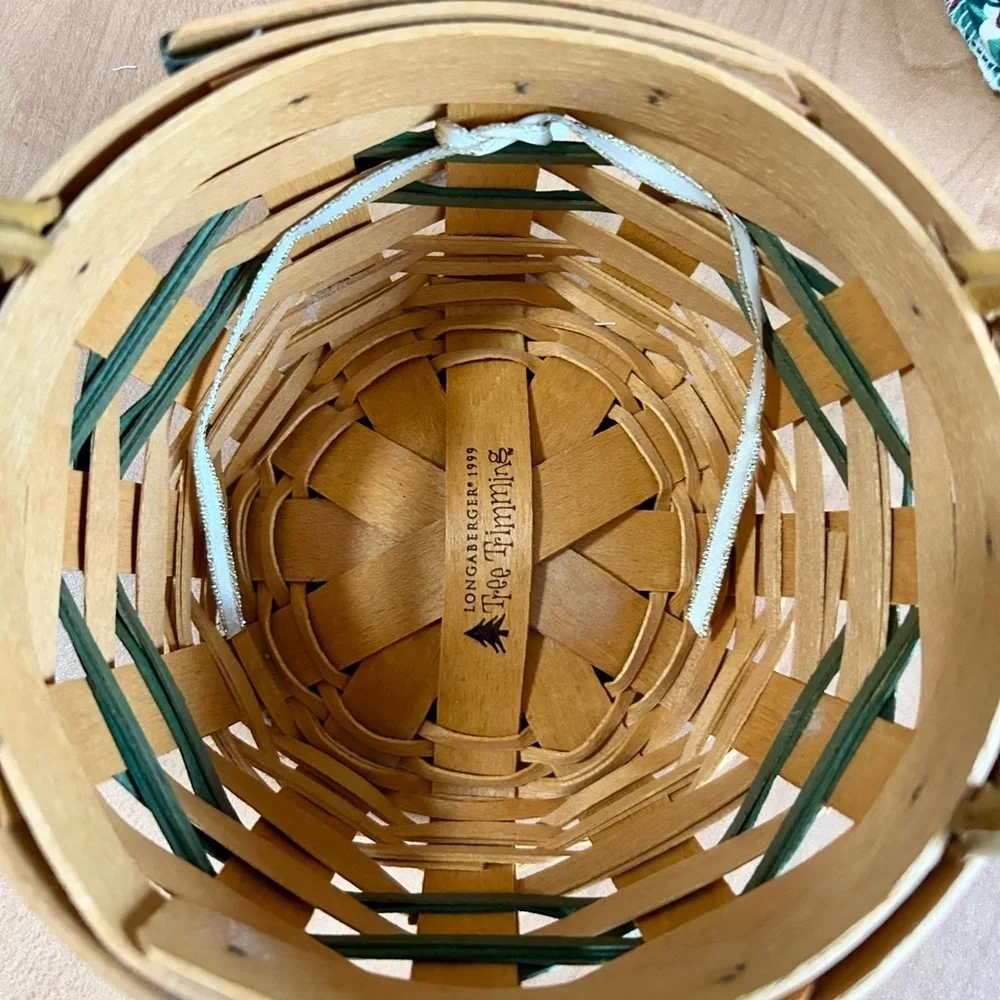 Longaberger Tree Trimming Collection Peppermint Basket 1999 lot of 4 piece set